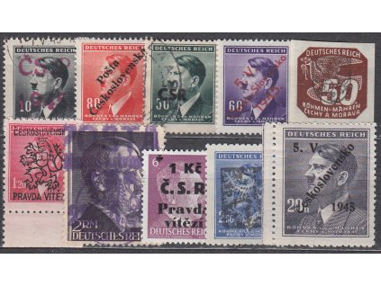 10 ks hodnot s revolučními přetisky, různé hodnoty a přetisky, **/*/razítkované