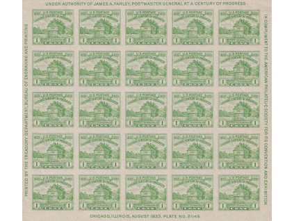 USA, 1933, 1 C Výstavní aršík, MiNr.Bl.2, (*) , kvalita - viz. foto
