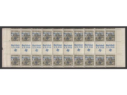1.60 Kč Kutná Hora, přetisk Karlsbad, kompletní pás s meziaršími, **/*