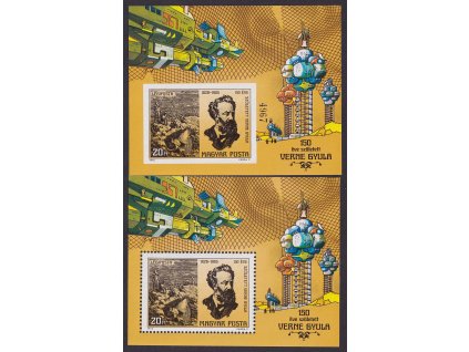 1978, aršík Verne, zoubkovaný a nezoubkovaný, MiNr.Bl.133A,B, **