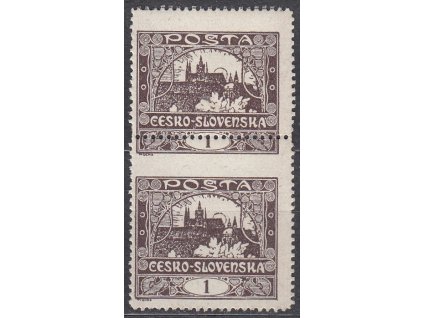 1h hnědá, Řz.13 3/4, 2páska s hezkým posunem vodorovné perforace, Nr.1C, **