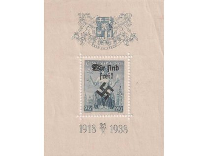 2 Kč aršík Republika, přetisk Wir sind frei!, ** , lom v rohu, dv