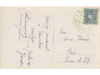 1936, Domažlice, Chodské dni, pohlednice zasl. do Plzně