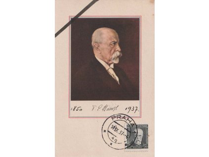 1937, Praha, T.G. Masaryk, propagační pohlednice zasl. do Opavy