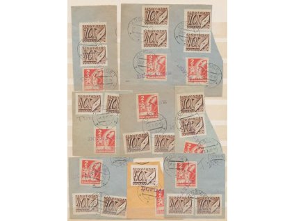 1945, Košické (doplatní) + slovenské, 9 ks výstřižků