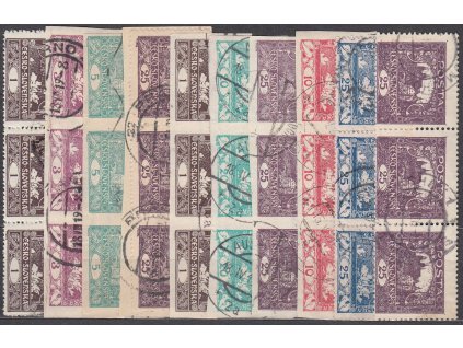 1-25h Hradčany, 10 ks vodorovných 3pásek, různé hodnoty, razítkované