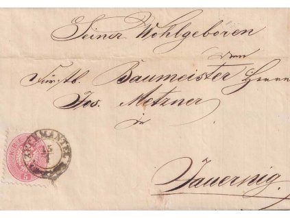 1866, DR Zuckmantel, skládaný dopis vyfr. zn. 5 Kr Orlíček, prošlé