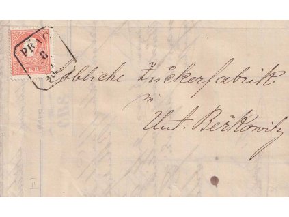 1860, DR Prag, skládaný dopis vyfr. zn. 5 Kr Franc Josef, prošlé