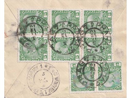 1910, DR Praha, Ex-dopis zasl. v místě, hezká frankatura, stopy provozu