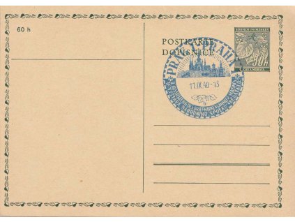 1940, Praha, Národní výstava sběratelů, dopisnice, neprošlé