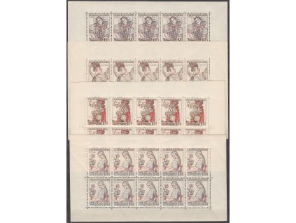 1957, 45h-1.95Kčs Kroje III, 10bloky, Nr.PL968-71, **, výborný stav