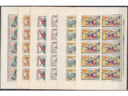 1964, 60h-2.80Kčs Tokio, 10bloky, Nr.PL1394-9, **, výborný stav