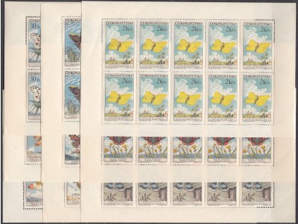 1961, 15h-2Kčs Motýli, 10bloky, Nr.PL1217-25, **, výborný stav