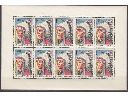1966, 1.40Kčs Indián, 10blok, Nr.PL1541, **, luxusní blok