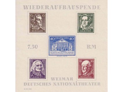 Thüringen, 1946, aršík Wiemar-theaters, MiNr.Bl.3A, (*)