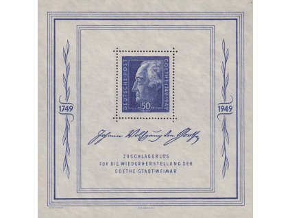 Sovětská zóna, Společné vydání, 1949, aršík Goethe, MiNr.Bl.6, **