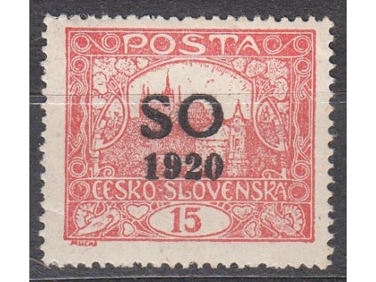 15h cihlově červená, Hz.13 3/4:13 1/2, I.typ spirály, Nr.SO5A, **