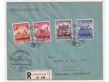 Luxemburg, 1941, R-dopis zasl. v roce 1941 do Lorchu, DR Luxemburg
