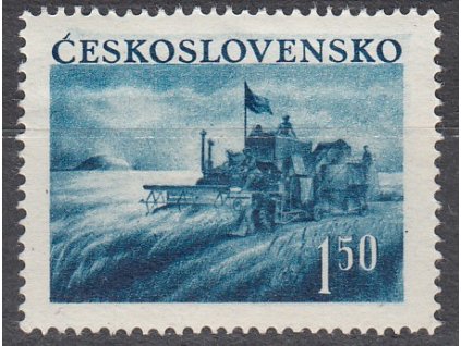1952, 1.50Kčs Kombajn, DV - seříznutý háček nad "Č", Nr.648, **, mimořádně vzácná desková vada