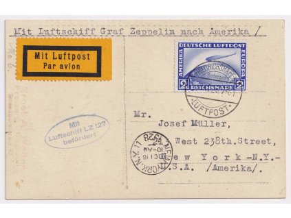 1928, Zeppelin LZ 127, pohled vyfr. zn. 2 M Zeppelin, DR Friedrichshafen