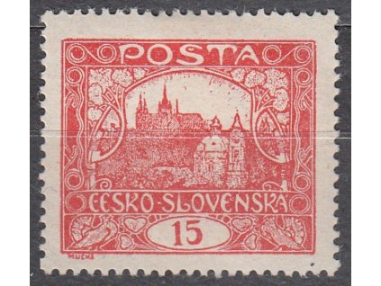 15h cihlově červená, Hz.13 3/4:13 1/2, I.typ spirály + příčkový podtyp, Nr.7A, * po nálepce