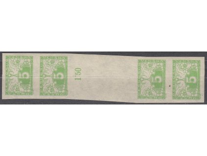 5h Spěšná, 4známkové meziarší, zk.Gilbert, Nr.S2, **, výrobní dv papíru, jinak luxusní exemplář