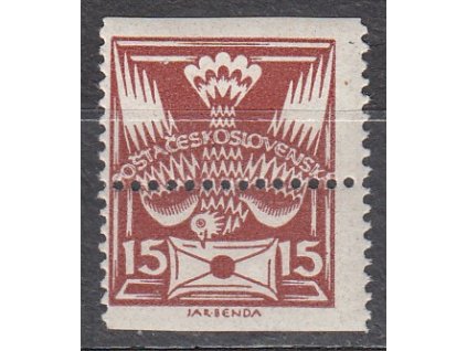 15h hnědá, hezký posun vodorovné perforace, Nr.147, **