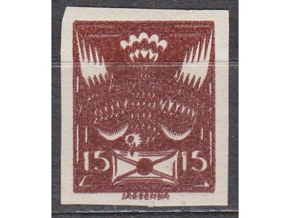 15h hnědá, nezoubkovaná, dvojitý tisk, zk.Gilbert, Nr.147, **