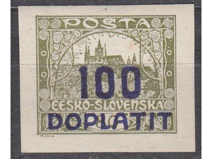 100/80h olivová, fialový přetisk, zk.Gilbert, Nr.DL24, * po nálepce, krásný kus