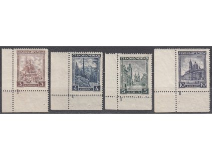 1929, 3-10Kč Města a krajiny, rohová série s DČ 1, Nr.254-7, **