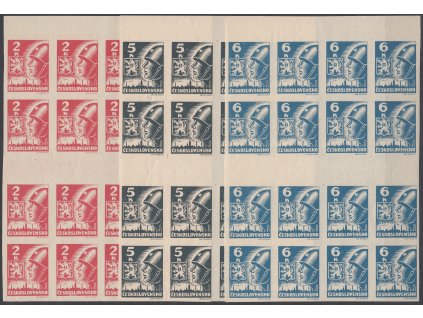 1945, 2,5 a 6K Košické, svislá 4známková meziarší ve 4pásce, Nr.354-6Ms, **