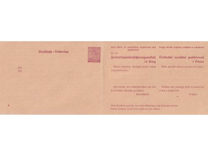 CPU 1 dopisnice Ústřední sociální pojišťovny, přeloženo