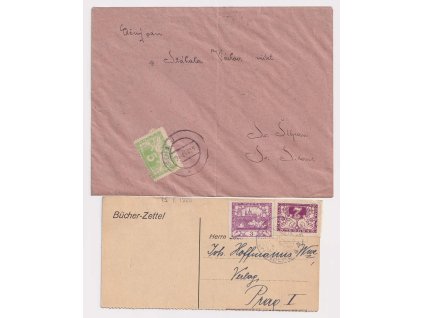 1919, 2 ks celistvostí vyfr. spěšnými známkami, DR Zábřeh resp. Reichenberg,