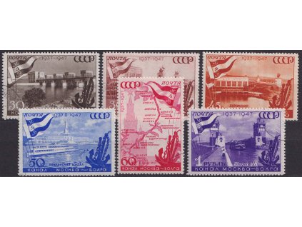 1947, 30K-1R série Přehrady, MiNr.1131-36, razítkované