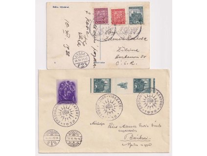 Kassa, Ersekújvár, 2 ks celistvostí, prošlé v roce 1938, různé frankatury