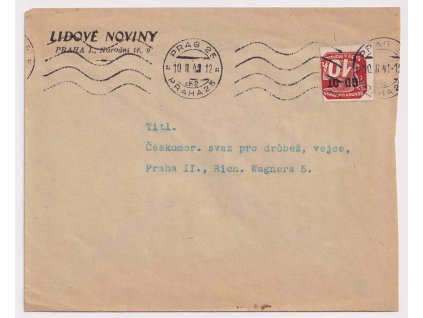 1943, tiskopis vyfr. zn. 10 h GD-OT, DR Praha, zasl. v roce 1943 v místě,