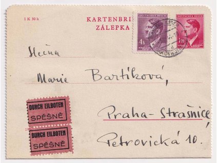 1944, Ex-zálepka 1.20K dofr. zn. 4K A.H., DR Bakov nad Jizerou, prošlé