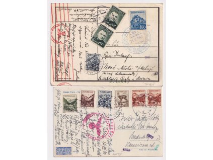 1940, 2 ks pohlednic zasl. v letech 1940-42 do Protektorátu, DR Bratislava