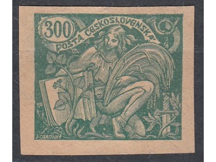 300h zelená (místo červené), nezoubk. ZT na nahnědlém papíru, Nr.166, bez lepu