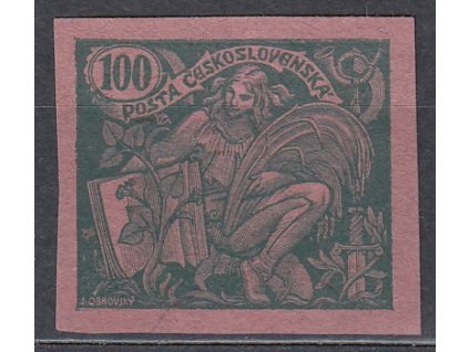 100h zelená, nezoubk. ZT na růžovém papíru, Nr.164, bez lepu