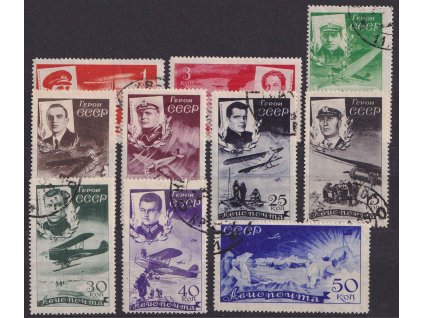1935, 1-50 K letecká série, MiNr.499-508Y, razítkované