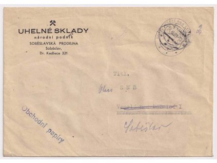 16.6.1953, dopis "Obchodní papíry" vyfr. 10krát 1 Kčs Gottwald, DR Veselý