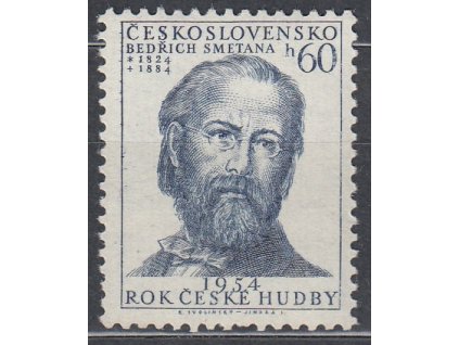 1954, 60h Smetana, DV - čára přes 1 písmeno "S", Nr.793DV7/1, **