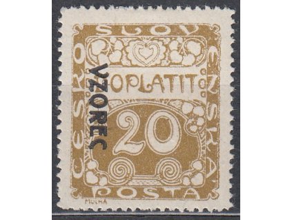 20h hnědoolivová, Řz.13 3/4, VZOREC (vlevo dolů), Nr.DL4vz, * po nálepce