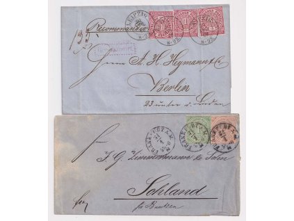 Nordpostbezirk, 2 ks celistvostí z let 1868-1870, různé frankatury a jakost,