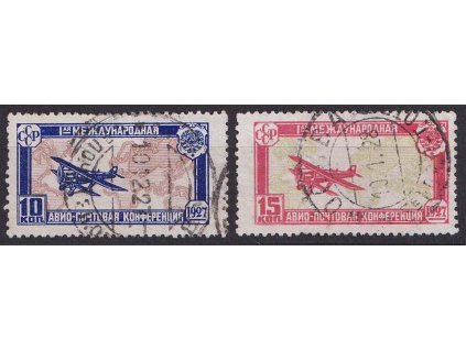 1927, 10-15 K série Letecká konference, MiNr.326-27, razítkované