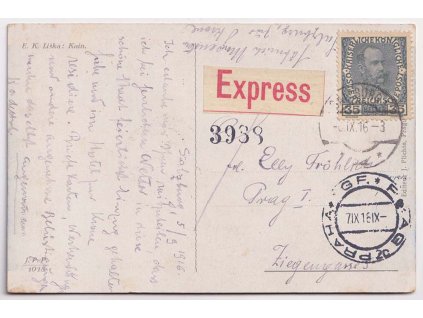 1916, Ex-pohlednice vyfr. zn. 35 H Franc Josef, DR Salzburg, prošlé