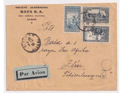 Alžír, 1938, DR D´Attili, let. dopis zaslaný v roce 1938 do ČSR, stopy stáří