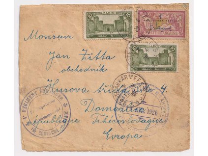 Maroko, Cizinecká legie, dopis zaslaný v roce 1926 do ČSR, špatná jakost