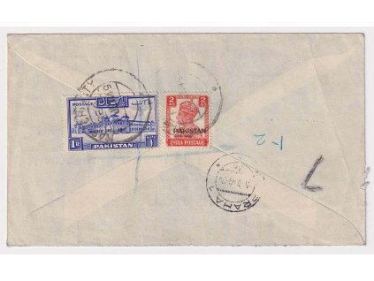 Pakistán, 1949, DR Karachi, let. dopis zasl. v roce 1949 do ČSR,